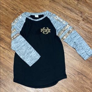 Victoria’s Secret PINK black grey sequin 3/4 top